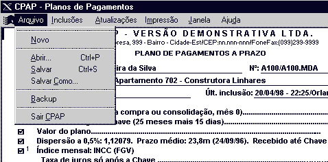 Menu Módulo A