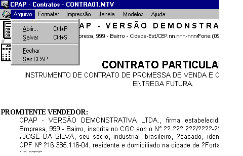 Menu Módulo Emissão de Contratos